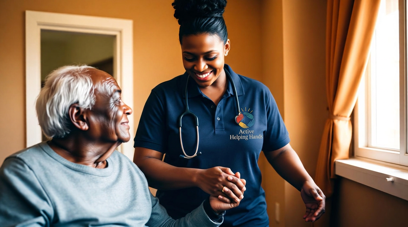 Caregiver holding a patient's hand